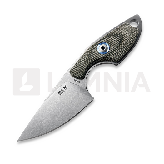 MKM Knives Mikro 1 - Stonewashed - Canvas Micarta ネックナイフ, 緑 MKMR01-GC