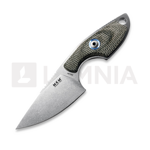 Nóż na szyję MKM Knives Mikro 1 - Stonewashed - Canvas Micarta, zielona MKMR01-GC