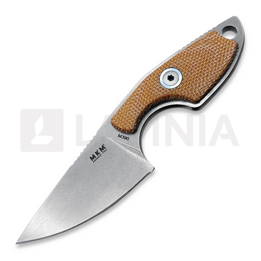 Faca de pescoço MKM Knives Mikro 1 - Stonewashed - Canvas Micarta, natural MKMR01-NC