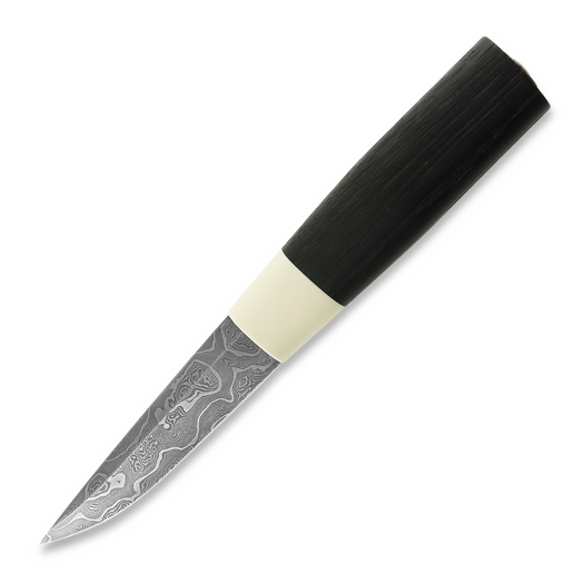 ML Custom Knives Damascus Puukko, Bog Oak/Elforyn