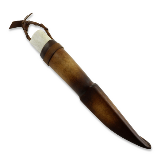 ML Custom Knives Damascus Puukko, Poronsarvi/Koivun Pahka