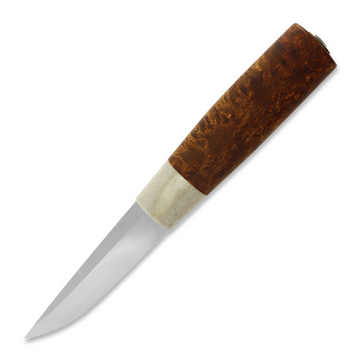 ML Custom Knives Magnacut Puukko, Curly Birch/Reindeer Antler