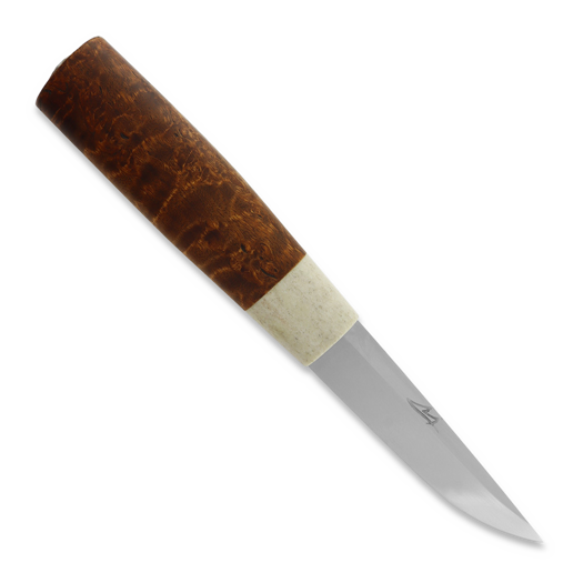 ML Custom Knives Magnacut Puukko, Curly Birch/Reindeer Antler