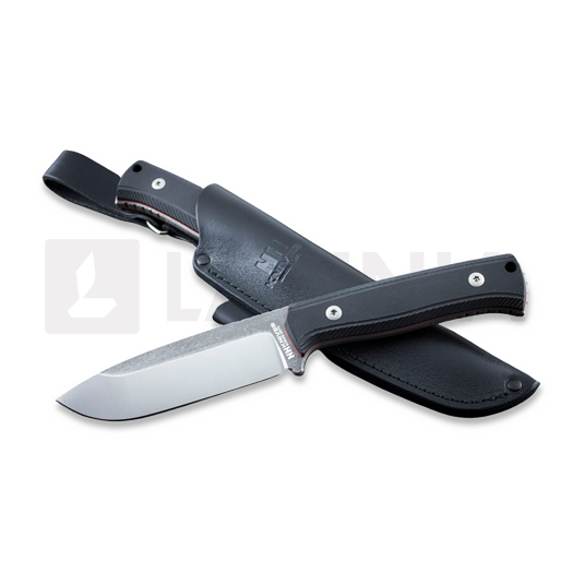 NN Knives Adventurer II kniv, Black Richlite, Leather Sheath