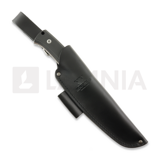 Coltello NN Knives Adventurer II, Black Richlite, Leather Sheath