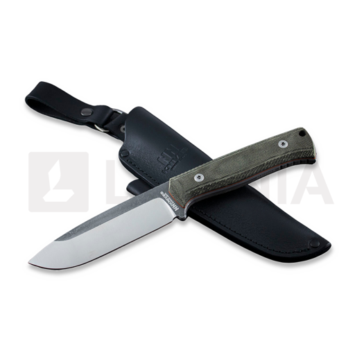 Coltello NN Knives Adventurer II, Green Micarta, Leather Sheath