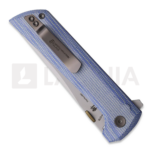 North Mountain Blade Chop 2 Button Lock Blue Micarta kääntöveitsi