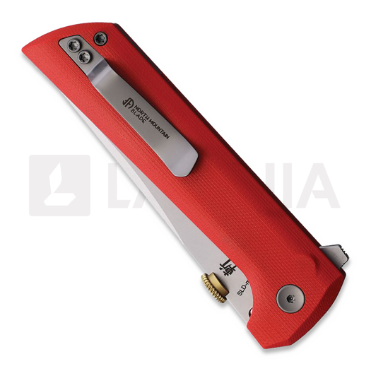 North Mountain Blade Chop 2 Button Lock Red G-10 sulankstomas peilis