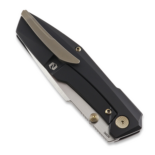 Null Knives Raiden folding knife, Belt Satin/Black PVD