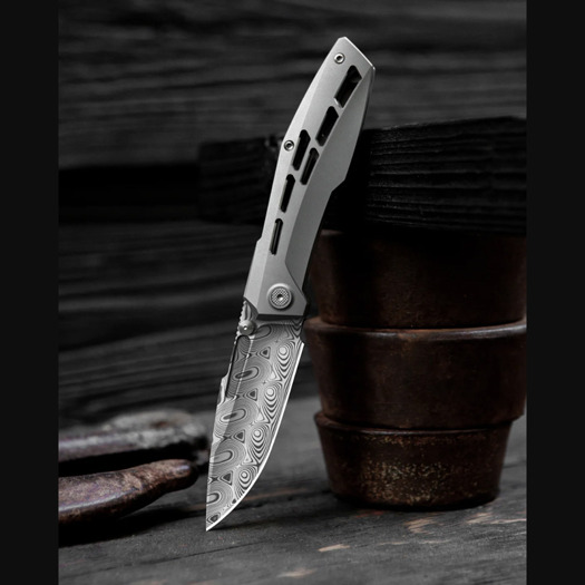 Zavírací nůž Null Knives Raiden R2: Aero - Damasteel / Blasted