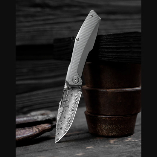 Zavírací nůž Null Knives Raiden R2: Type S - Damasteel / Blasted