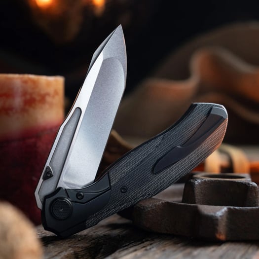 Null Knives Vandal - Black Micarta kääntöveitsi