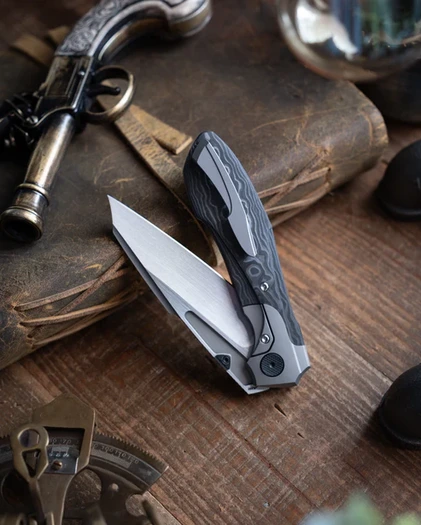 Null Knives Voodoo - Black Camo CF folding knife