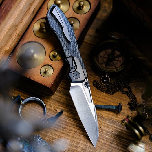 Null Knives Voodoo Doll - Black Micarta folding knife