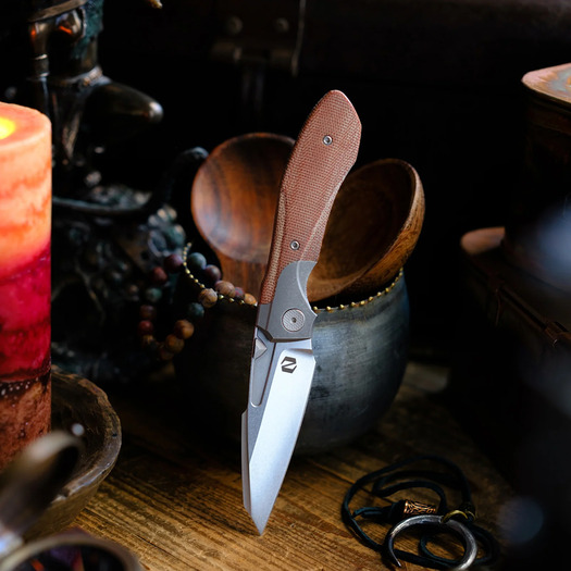 Null Knives Voodoo Doll - Natural Micarta sulankstomas peilis