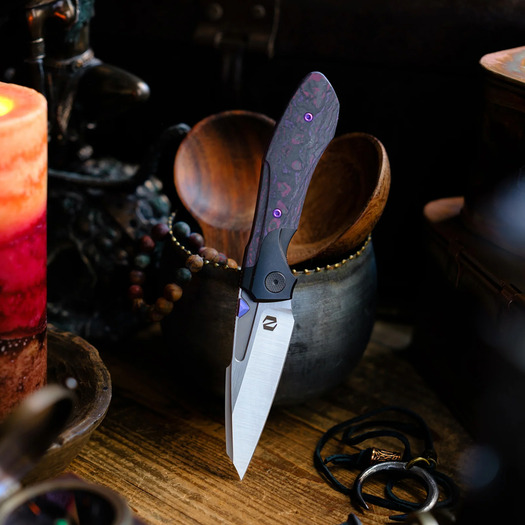 Null Knives Voodoo Doll - Purple Haze Carbon Fiber 折り畳みナイフ