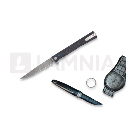 Zavírací nůž Ocaso Solstice Damascus Blue Dark Matter CF