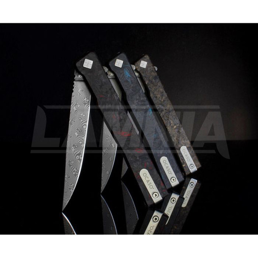 Zavírací nůž Ocaso Solstice Damascus Blue Dark Matter CF