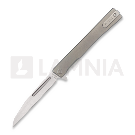 Ocaso Solstice Wharncliffe Satin 접이식 나이프, Gray Titanium