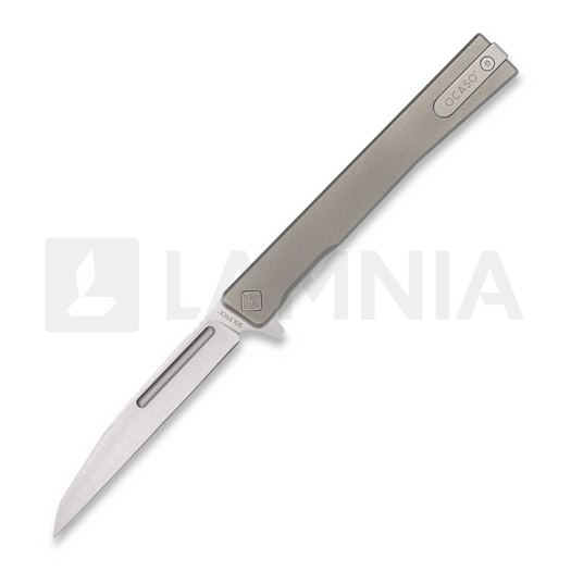 Ocaso Solstice Wharncliffe Satin 접이식 나이프, Gray Titanium