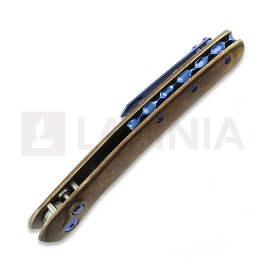 Olamic Cutlery Aura Auto sulankstomas peilis, Antique Titanium