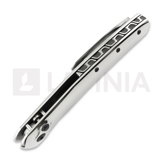 Olamic Cutlery Aura Auto sulankstomas peilis, High Polish Titanium