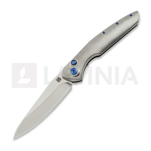 Nóż składany Olamic Cutlery Aura Auto, Orange Peel Titanium with Fedokume Clip