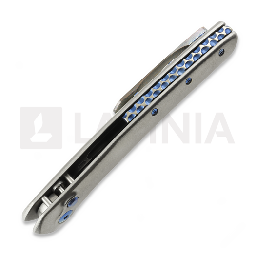 Coltello pieghevole Olamic Cutlery Aura Auto, Orange Peel Titanium with Fedokume Clip