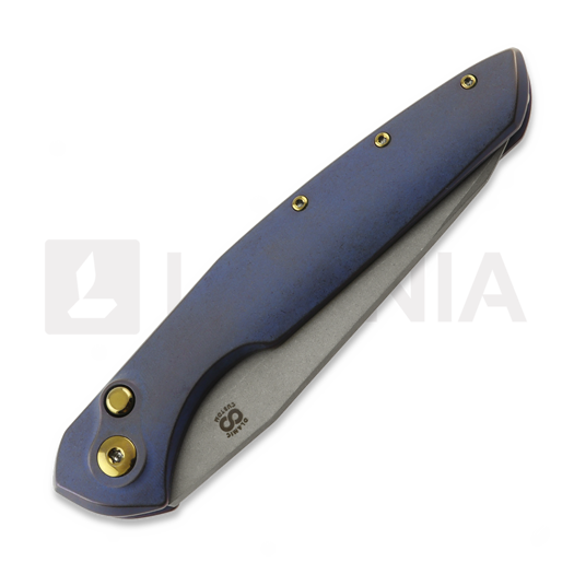 Olamic Cutlery Aura Auto sulankstomas peilis, Purple Texwash Titanium