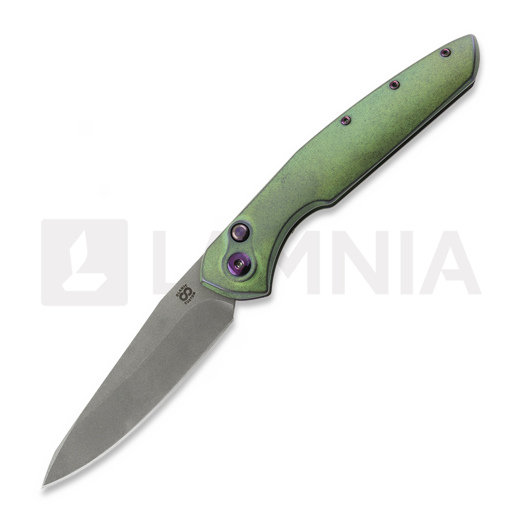 Nóż składany Olamic Cutlery Aura Auto, Rainforest Texwash Titanium