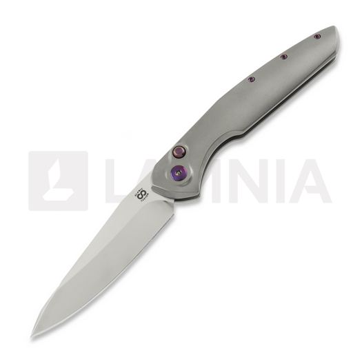 Olamic Cutlery Aura Auto vouwmes, Zirblast Titanium with Timascus Clip
