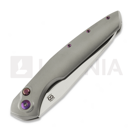 Olamic Cutlery Aura Auto sulankstomas peilis, Zirblast Titanium with Timascus Clip