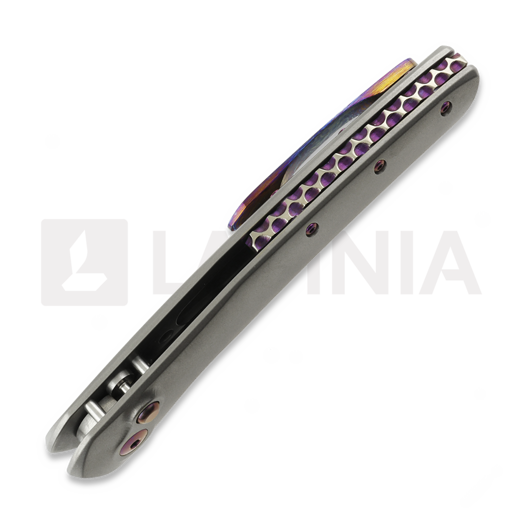 Coltello pieghevole Olamic Cutlery Aura Auto, Zirblast Titanium with Timascus Clip