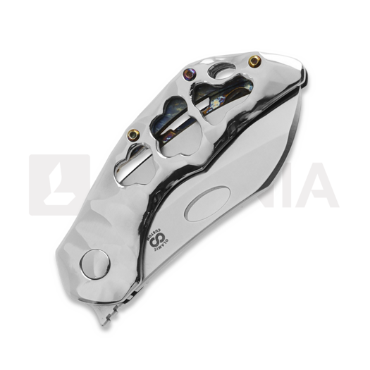 Olamic Cutlery Busker 365 Largo sulankstomas peilis, High Polish/Funky Holes, Satin