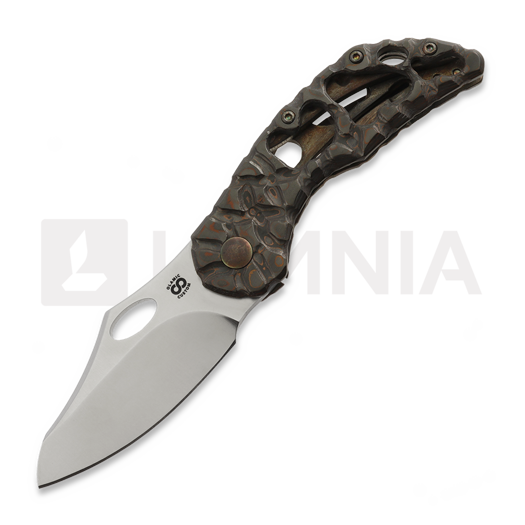Olamic Cutlery Busker CF Magnacut Semper kääntöveitsi, Antique Ti & Fatcarbon/Volcanic