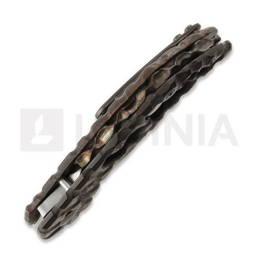 Coltello pieghevole Olamic Cutlery Busker CF Magnacut Semper, Antique Ti & Fatcarbon/Volcanic