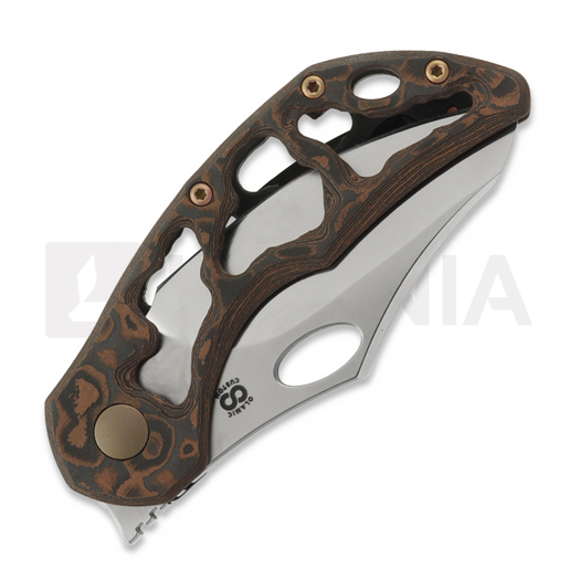 Olamic Cutlery Busker CF Magnacut Semper sulankstomas peilis, Aphotic Titanium & Fatcarbon