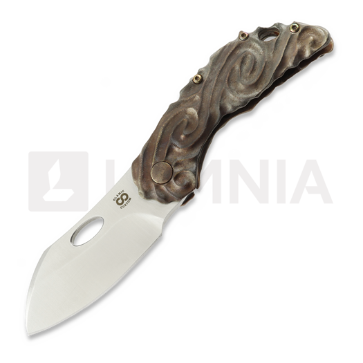 Couteau pliant Olamic Cutlery Busker M390 Largo, Antique Entropic Titanium