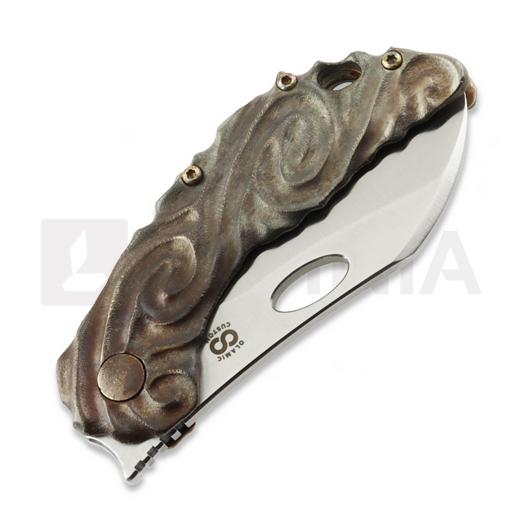 Couteau pliant Olamic Cutlery Busker M390 Largo, Antique Entropic Titanium