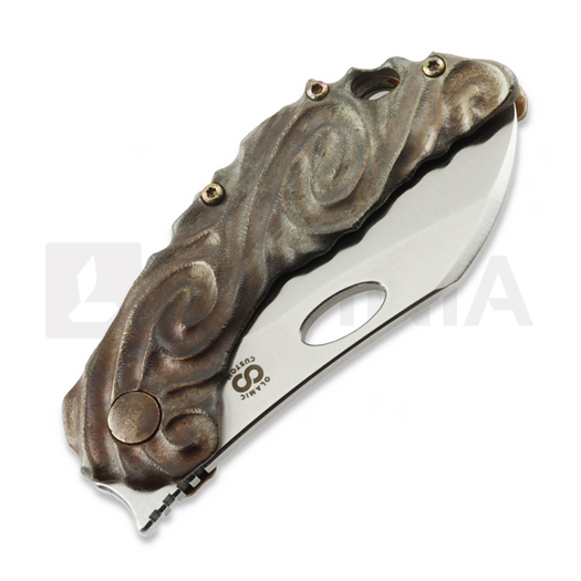 Couteau pliant Olamic Cutlery Busker M390 Largo, Antique Entropic Titanium
