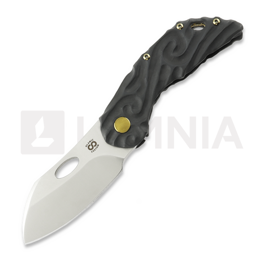 Couteau pliant Olamic Cutlery Busker M390 Largo, Aphotic Flow Molten Carving