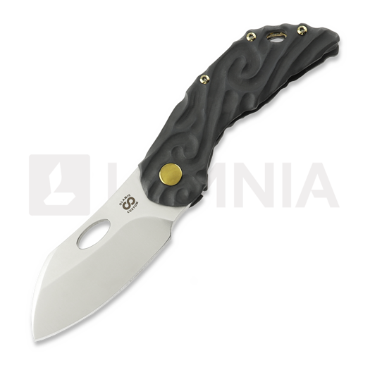 Couteau pliant Olamic Cutlery Busker M390 Largo, Aphotic Flow Molten Carving