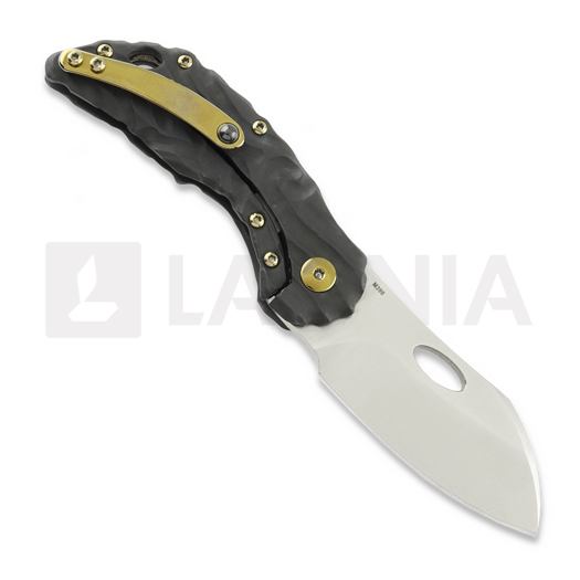 Couteau pliant Olamic Cutlery Busker M390 Largo, Aphotic Flow Molten Carving