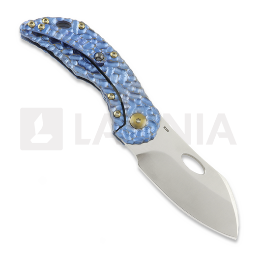 Olamic Cutlery Busker M390 Largo sulankstomas peilis, Blue Craters