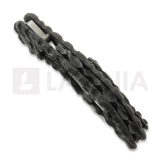 Couteau pliant Olamic Cutlery Busker M390 Largo, Carbon Fiber Volcanic Funky Holes