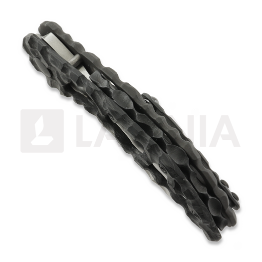 Couteau pliant Olamic Cutlery Busker M390 Largo, Carbon Fiber Volcanic Funky Holes