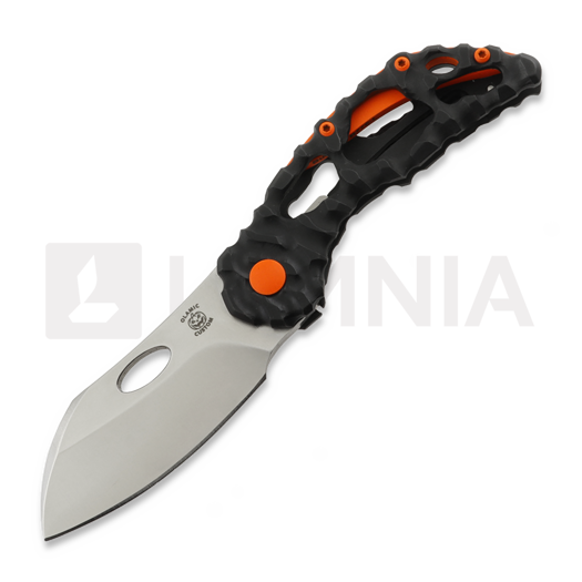 Olamic Cutlery Busker M390 Largo kääntöveitsi, Volcanic Carving & Funky Holes