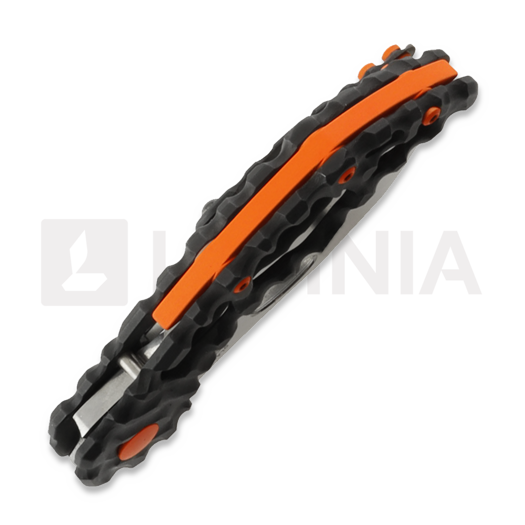 Couteau pliant Olamic Cutlery Busker M390 Largo, Volcanic Carving & Funky Holes