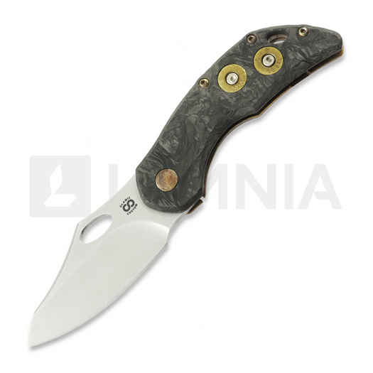 Couteau pliant Olamic Cutlery Busker Magnacut Semper, Antique Entropic Titanium CF show side