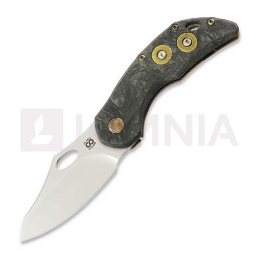 Couteau pliant Olamic Cutlery Busker Magnacut Semper, Antique Entropic Titanium CF show side